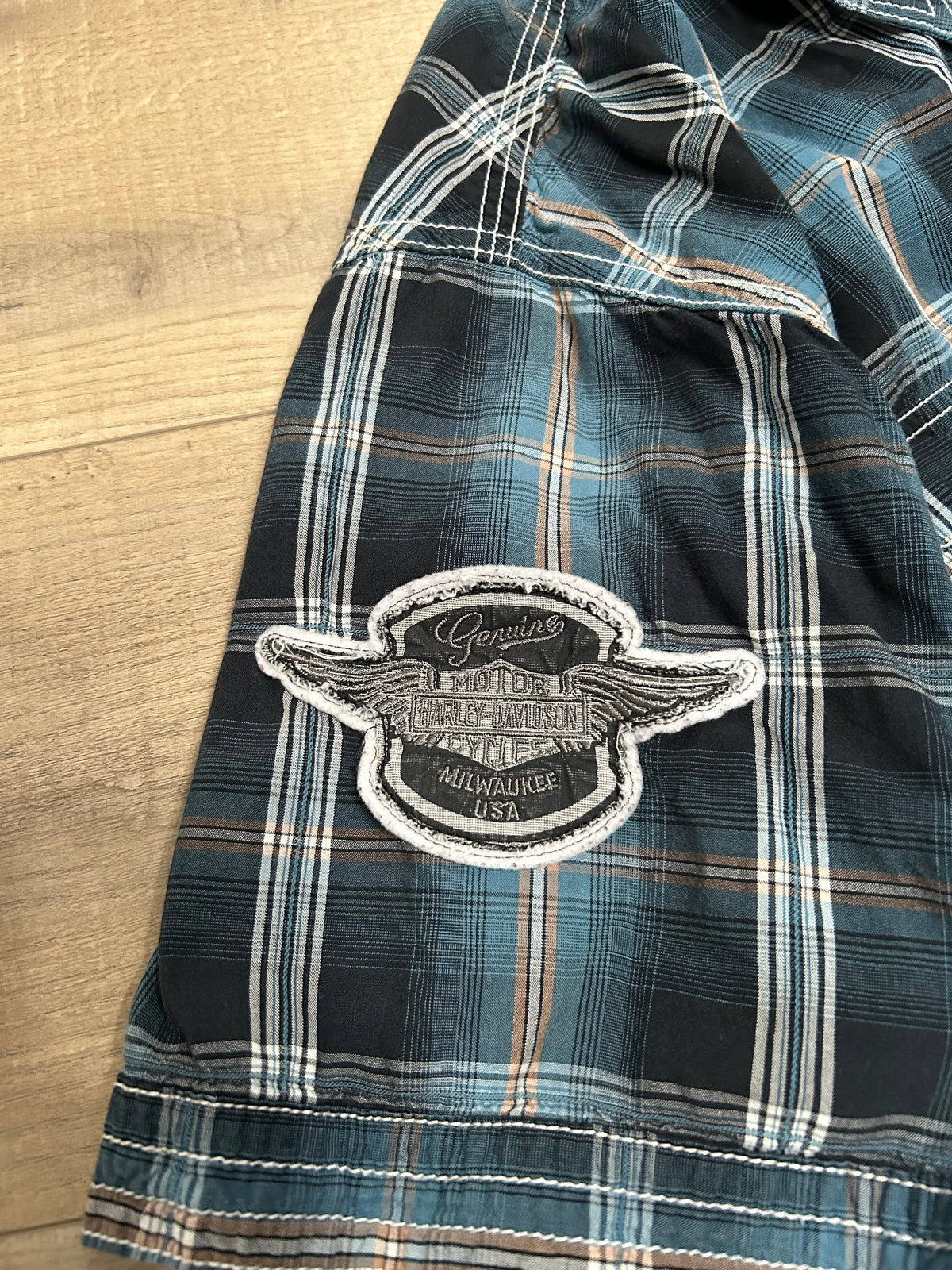 Harley Davidson Embroidered Short Sleeve Button Up Shirt