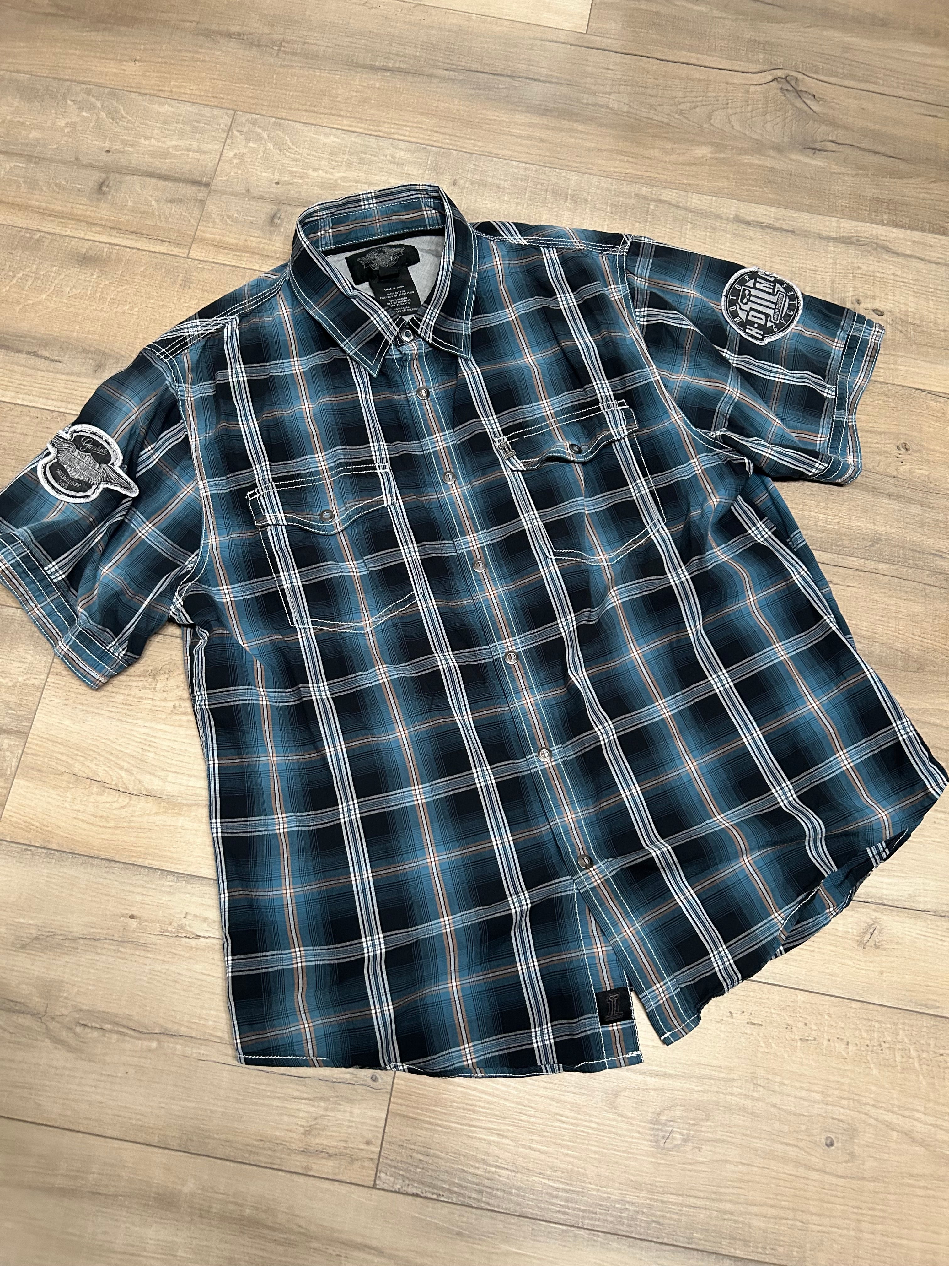 Harley Davidson Embroidered Short Sleeve Button Up Shirt